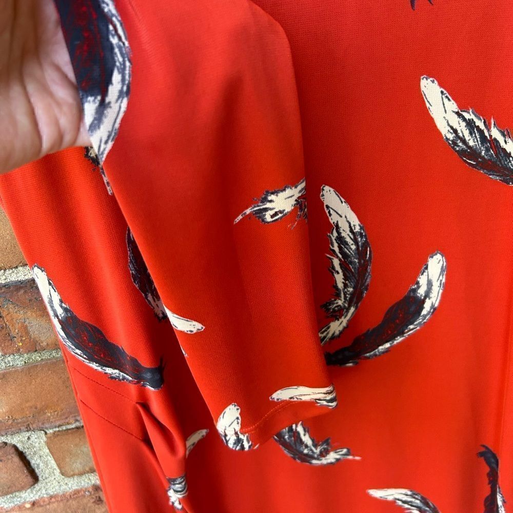 Yoana Baraschi Dreamweaver Orange Long Sleeve Feathers Dress - Picture 7 of 9